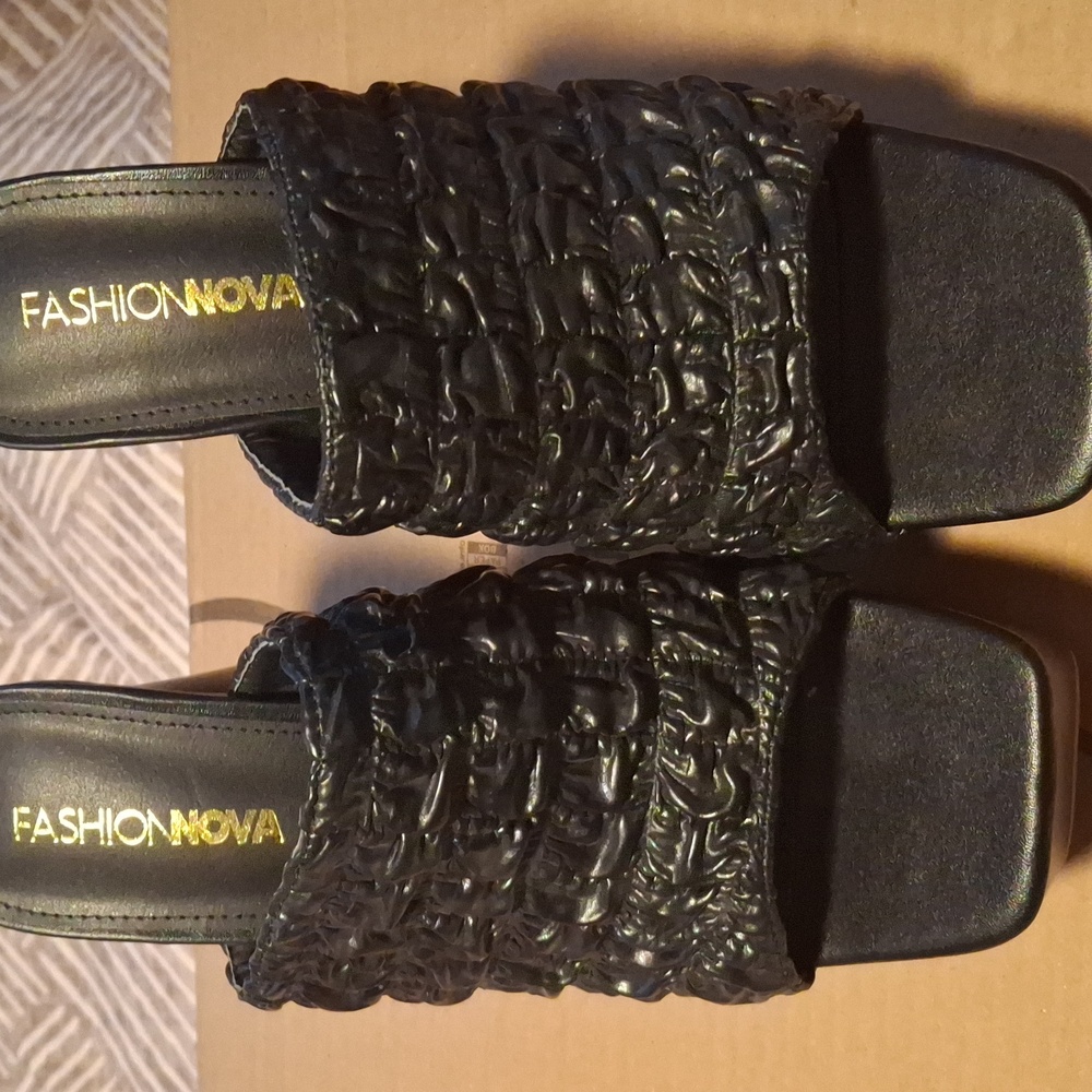 Black Ruched Steletto Sandals